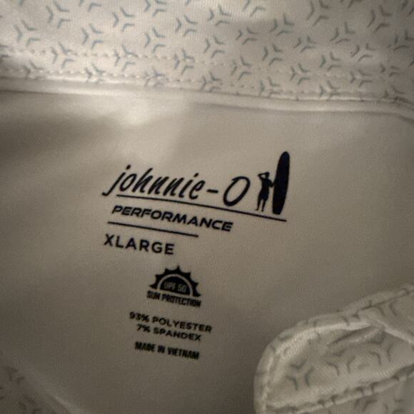 NWOT johnnie-O Bridger Performance Polo Victory White/Blue Geometric! Sz Xl - Picture 5 of 5